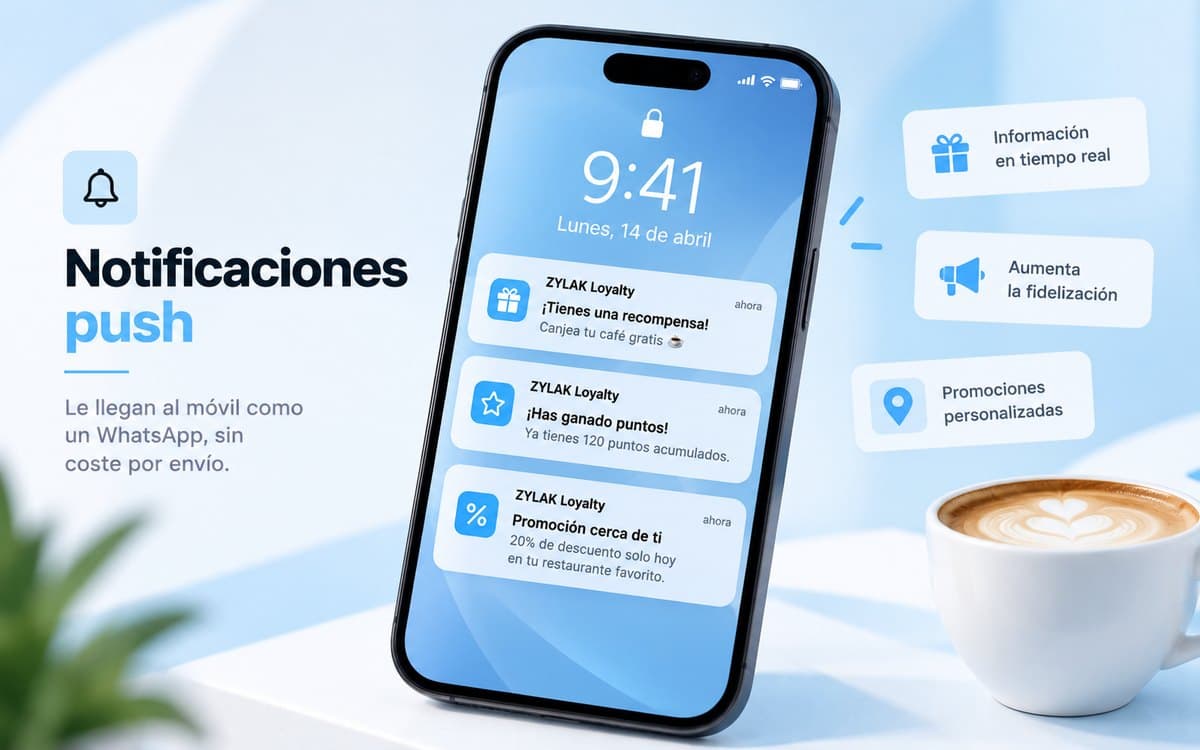 Notificación del negocio en la pantalla de bloqueo de un móvil