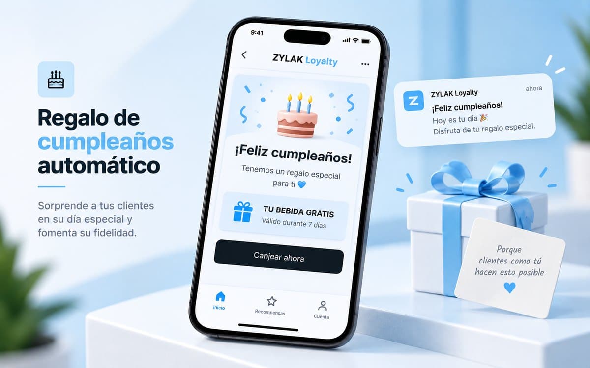 Mensaje de cumpleaños con un regalo para la clienta